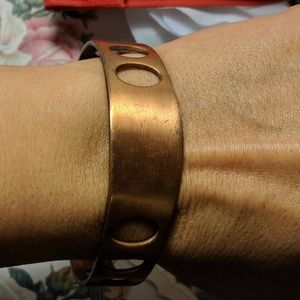 Modernist 1960s Artist Wide Cuff Bracelet Copper